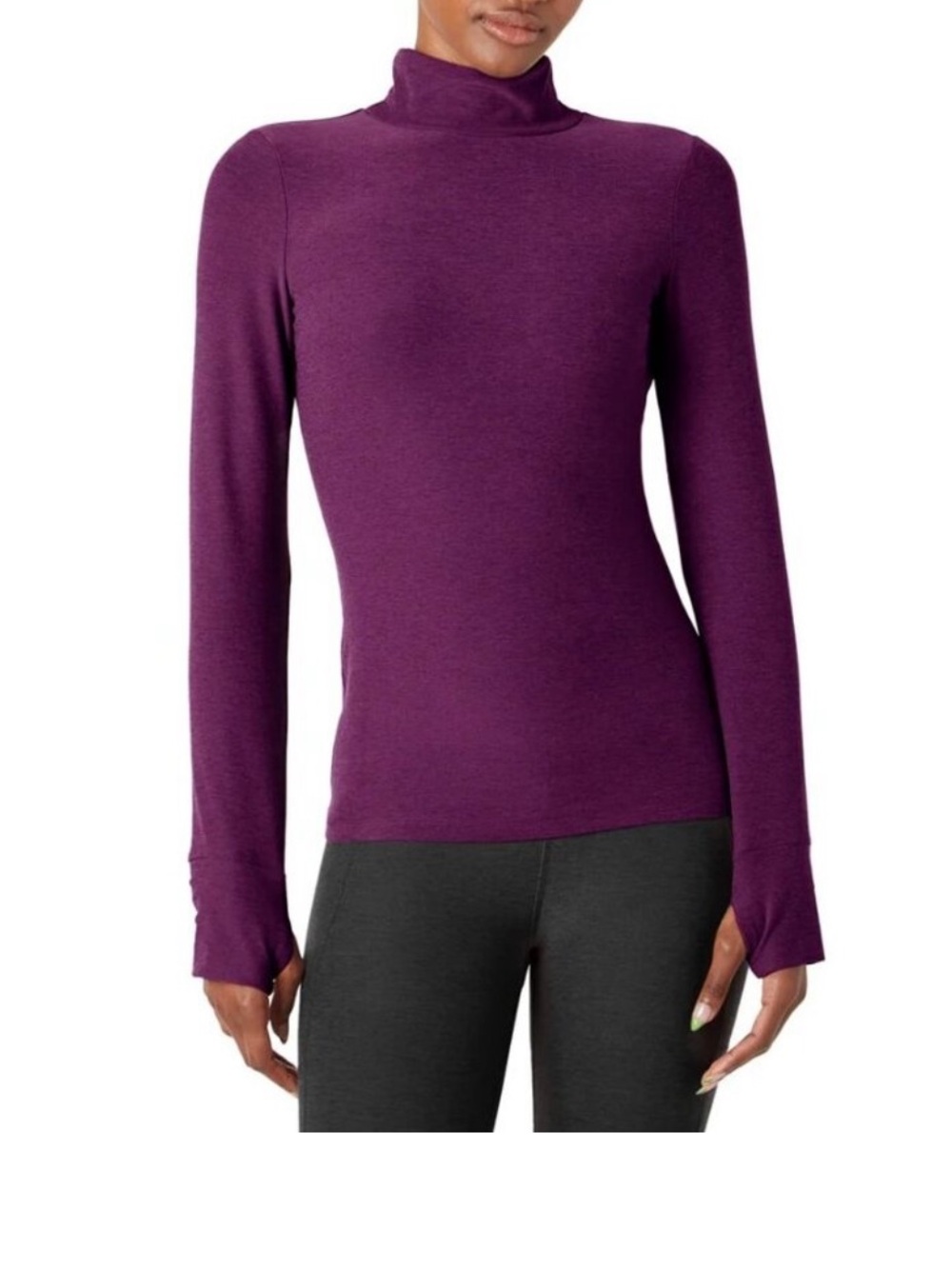 Beyond Yoga Purple Spacedye Captivating Turtleneck Pullover Long Sleeve Top - Picture 1 of 8